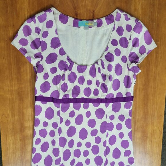 Boden Purple Polka Dot Empire Waist Scoop Neck Dress - 6R - Picture 6 of 12